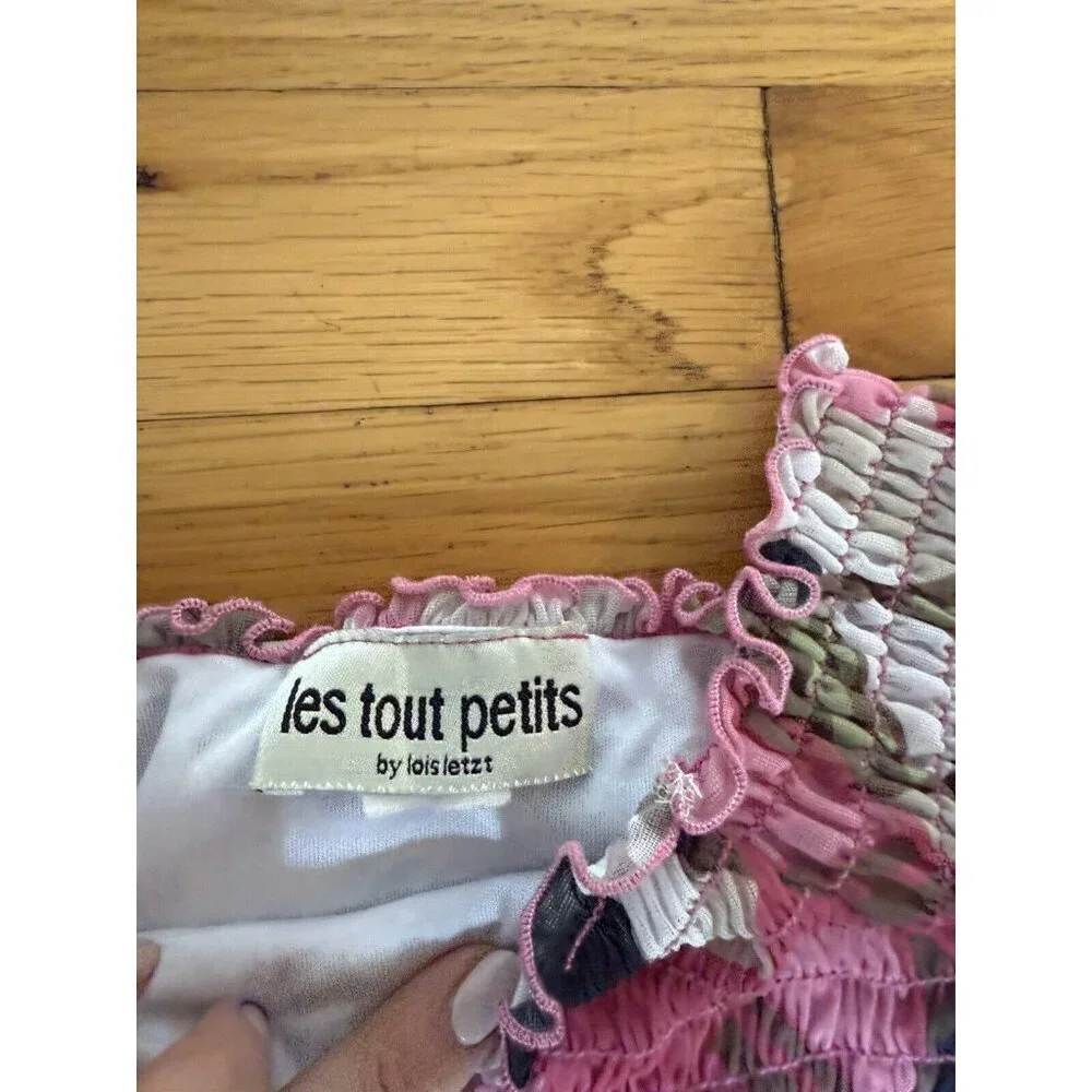 Les Tout Petits Girls Sz 4 Pink Smock Top Sleeveless Dress Cruise Resort…​